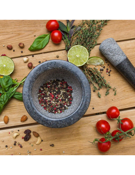 Juego de Mortero y Mano ChefSofi - Granito Negro 1.5 Tazas