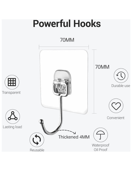 Ganchos Adhesivos Transparentes LGDNNYYY, 18 Piezas, 20kg