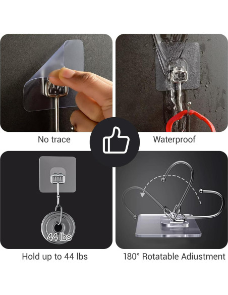 Ganchos Adhesivos Transparentes LGDNNYYY, 18 Piezas, 20kg