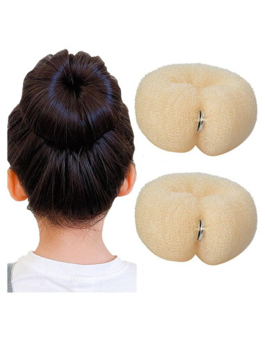 2 Donas de Pelo Beige SYBL 20cm Suave para Recogidos