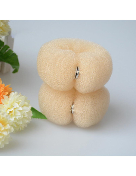 2 Donas de Pelo Beige SYBL 20cm Suave para Recogidos
