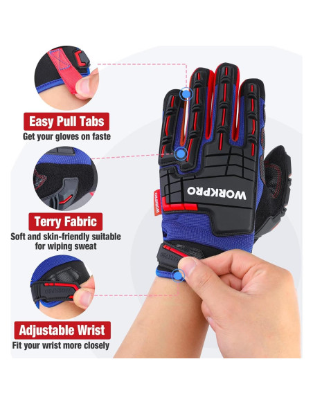 Guantes de Trabajo WORKPRO, Protección de Cuero Sintético, Talla Grande