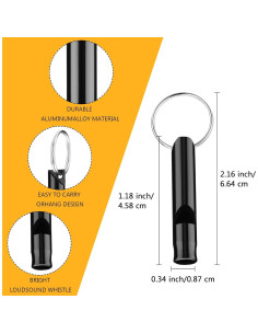 Silbatos de Emergencia Weewooday 12 Piezas Aluminio Negro 2