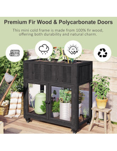 Invernadero de Jardín Marco Frío Madera Abeto 90x45x95cm Negro 2