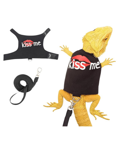 Arnés y Correa Ajustable para Dragón Barbudo Copfeu - Negro