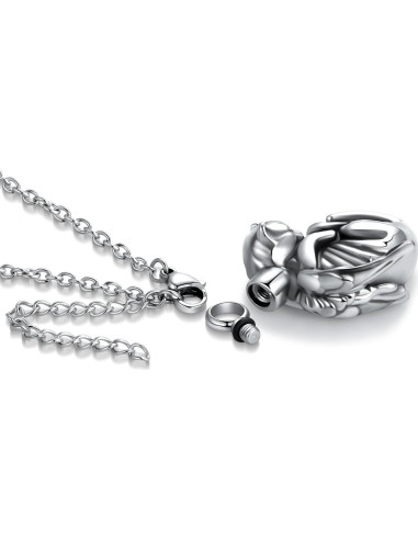 Collar de urna de cremación de acero inoxidable MiWangLing - Ángel Tortuga