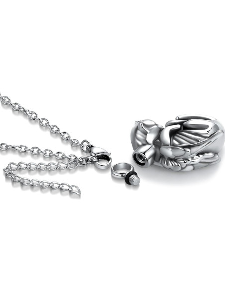 Collar de urna de cremación de acero inoxidable MiWangLing - Ángel Tortuga