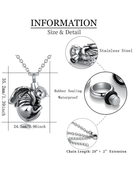 Collar de urna de cremación de acero inoxidable MiWangLing - Ángel Tortuga