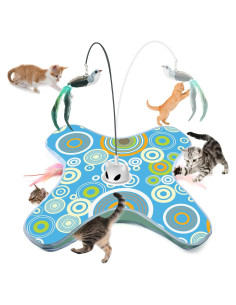 Juguete para Gatos VIWIK con Varita de Plumas Automática Azul