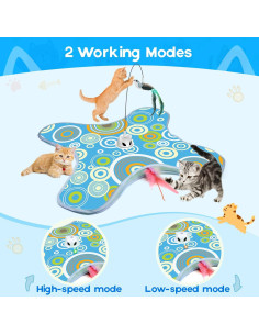 Juguete para Gatos VIWIK con Varita de Plumas Automática Azul 2