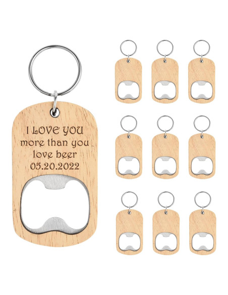 10 Piezas Llavero Abrebotellas de Madera CozyCabin DIY