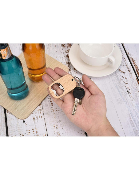 10 Piezas Llavero Abrebotellas de Madera CozyCabin DIY