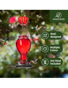 Alimentador de Colibríes Kingsyard de Vidrio 24 oz - 6 Puertos 2