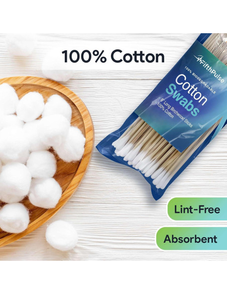 Bastones de Algodón Biodegradables FifthPulse - 50 Unidades 20.32 cm