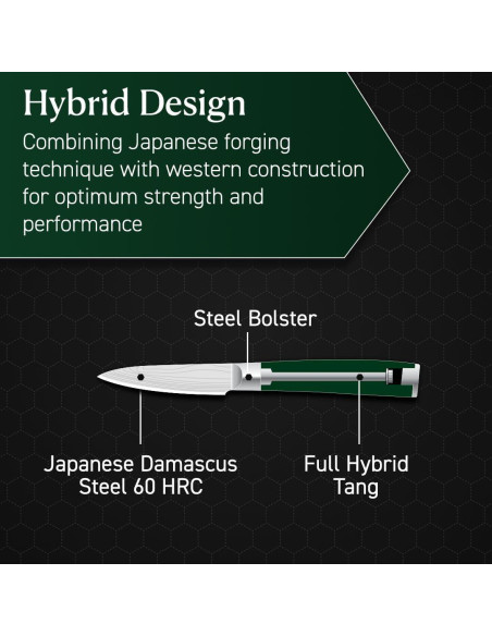 Cuchillo de Pelar HexClad 3.5" Acero Damasco Inoxidable Pakkawood