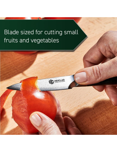 Cuchillo de Pelar HexClad 3.5" Acero Damasco Inoxidable Pakkawood
