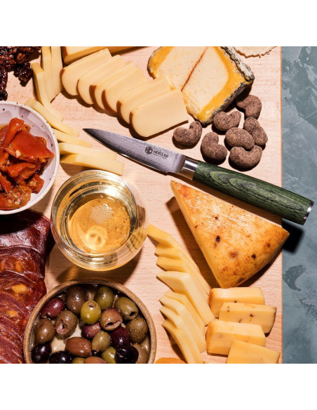 Cuchillo de Pelar HexClad 3.5" Acero Damasco Inoxidable Pakkawood