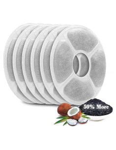 Filtros de Agua para Gatos WWVVPET 6 Paquete 50% Carbón Activado
