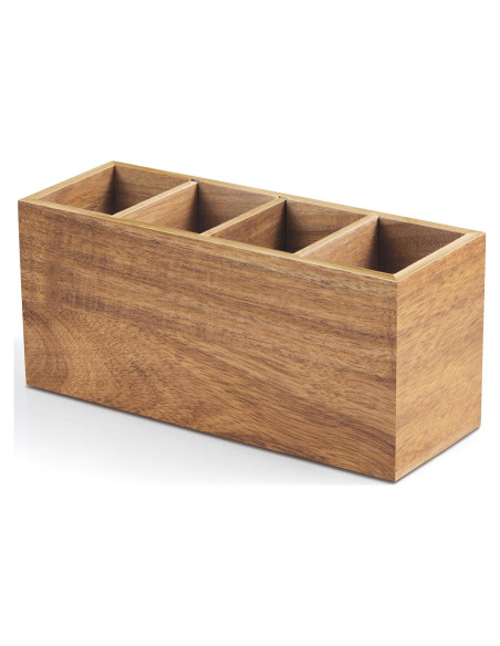 Organizador de Escritorio de Madera de Acacia Bivvclaz 4 Compartimentos Organizador de Escritorio de Madera de Acacia Bivvclaz 4 Compartimentos