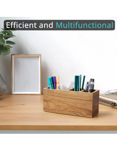 Organizador de Escritorio de Madera de Acacia Bivvclaz 4 Compartimentos