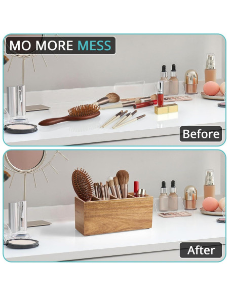 Organizador de Escritorio de Madera de Acacia Bivvclaz 4 Compartimentos Organizador de Escritorio de Madera de Acacia Bivvclaz 4 Compartimentos