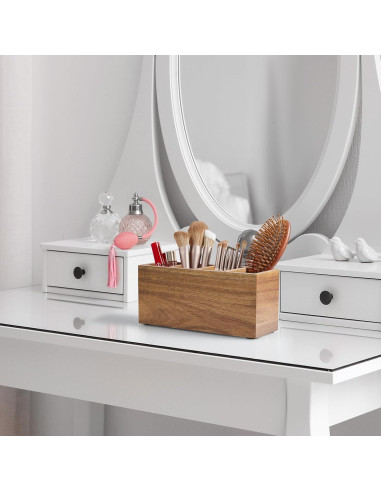 Organizador de Escritorio de Madera de Acacia Bivvclaz 4 Compartimentos