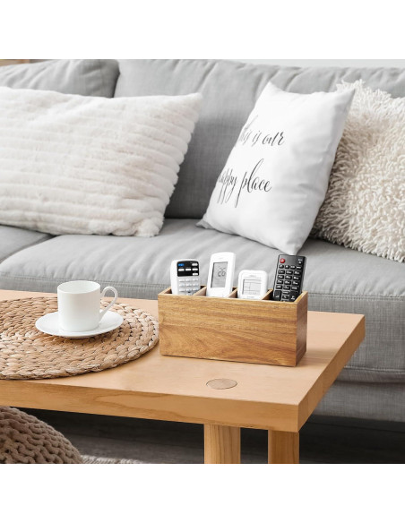 Organizador de Escritorio de Madera de Acacia Bivvclaz 4 Compartimentos Organizador de Escritorio de Madera de Acacia Bivvclaz 4 Compartimentos