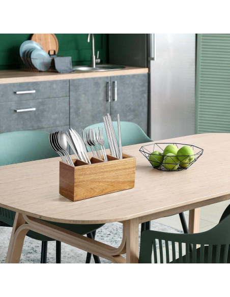 Organizador de Escritorio de Madera de Acacia Bivvclaz 4 Compartimentos Organizador de Escritorio de Madera de Acacia Bivvclaz 4 Compartimentos