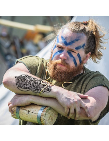 Tatuaje Temporal Tribal Hacha Dragón Negro Tatodays 21x15 cm