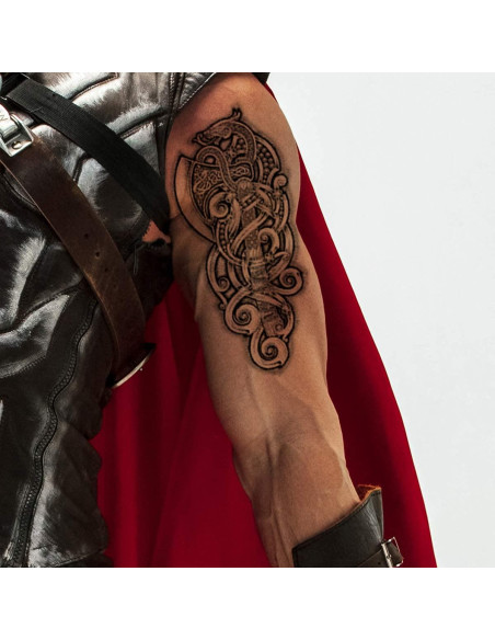 Tatuaje Temporal Tribal Hacha Dragón Negro Tatodays 21x15 cm Tatuaje Temporal Tribal Hacha Dragón Negro Tatodays 21x15 cm