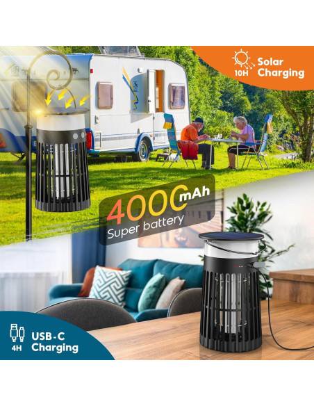 Zapper Solar de Insectos PhatroyYee 5-en-1 4200V Negro