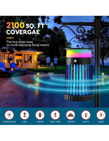 Zapper Solar de Insectos PhatroyYee 5-en-1 4200V Negro