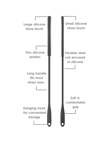 Cepillo Limpiador de Pajitas Purtribe 4 Pack Silicona 25.4 cm