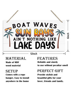 Placa de Madera Colgante Decorativa QTGTIR 30x15cm Olas de Barco 2