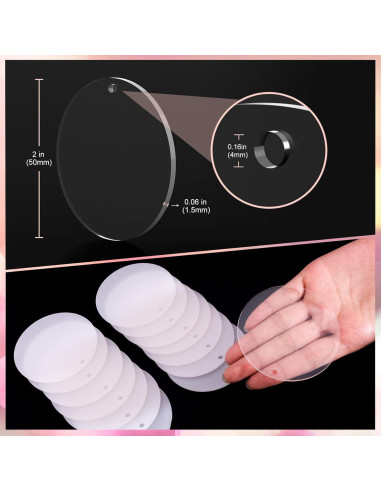 40 Llaveros Acrílicos en Blanco Yesweety 5cm para Manualidades