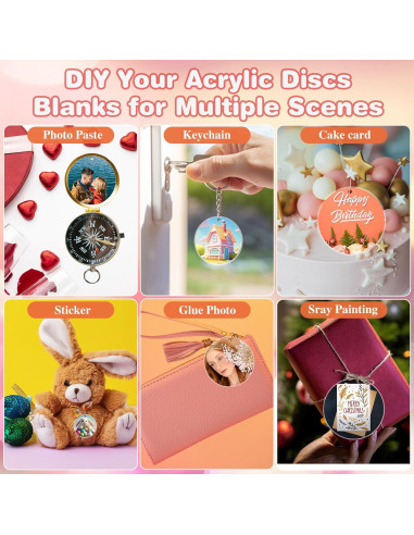 40 Llaveros Acrílicos en Blanco Yesweety 5cm para Manualidades