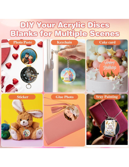 40 Llaveros Acrílicos en Blanco Yesweety 5cm para Manualidades