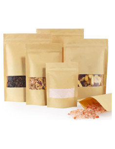 Bolsas de Papel Kraft con Ventana FireKylin 100 Pcs 8.89x13.97 cm