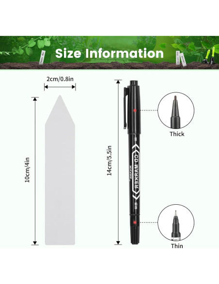Etiquetas de Jardín KINGLAKE 200 Pcs 10 cm PVC Reutilizables