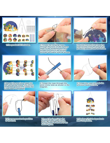 Campanas de Viento GlikCeil Escena de Natividad Azul 20x20 cm