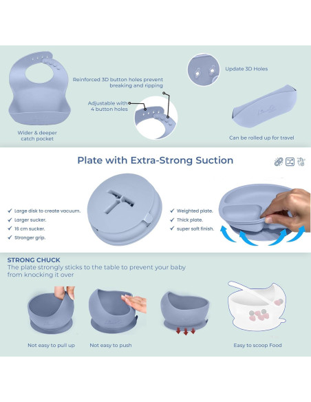 Set de Alimentación de Silicona 10 Piezas LimeOr - Bebés