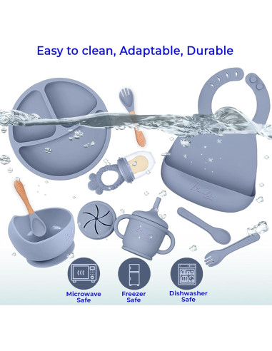 Set de Alimentación de Silicona 10 Piezas LimeOr - Bebés