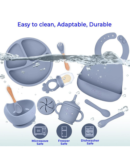 Set de Alimentación de Silicona 10 Piezas LimeOr - Bebés