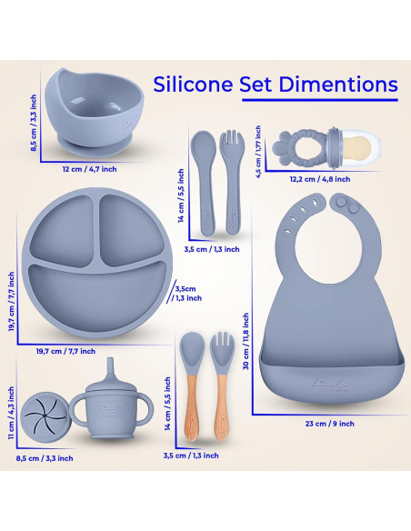 Set de Alimentación de Silicona 10 Piezas LimeOr - Bebés