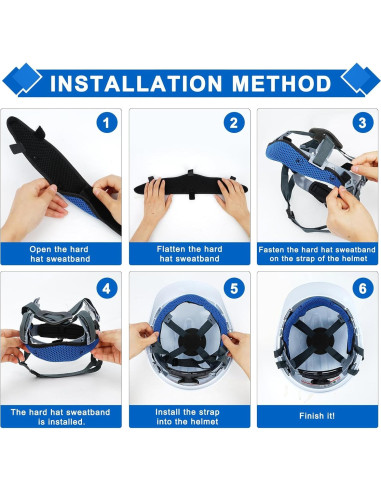 15 Bandas de Sudor para Casco DEKELIY Algodón Azul