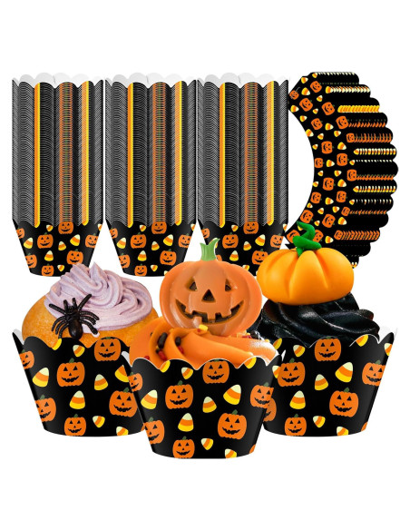 100 Envolturas de Cupcake Halloween Domensi Calabaza 8 cm