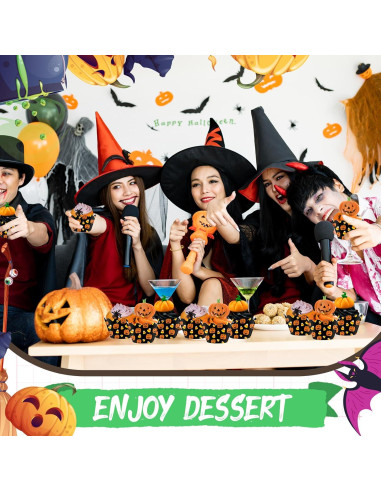 100 Envolturas de Cupcake Halloween Domensi Calabaza 8 cm