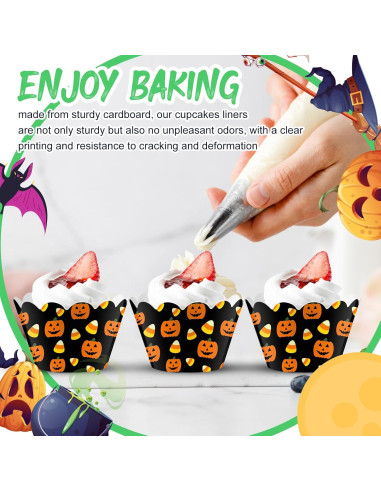 100 Envolturas de Cupcake Halloween Domensi Calabaza 8 cm