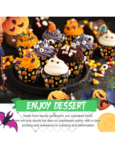 100 Envolturas de Cupcake Halloween Domensi Calabaza 8 cm