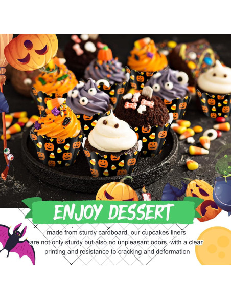 100 Envolturas de Cupcake Halloween Domensi Calabaza 8 cm